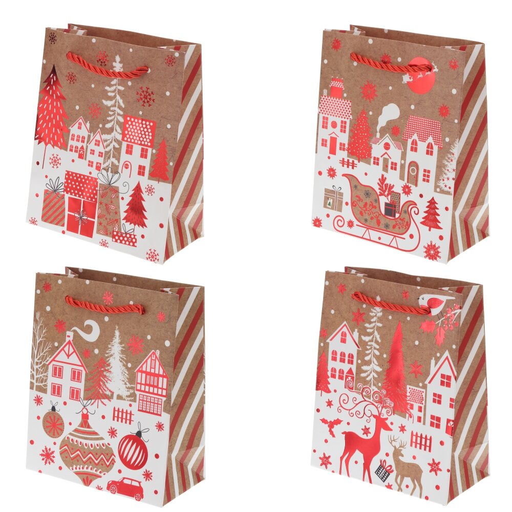 Пакет подарочный XS (бумага 210г/м2, блок 12шт), L14 W7 H17 см, 4в.