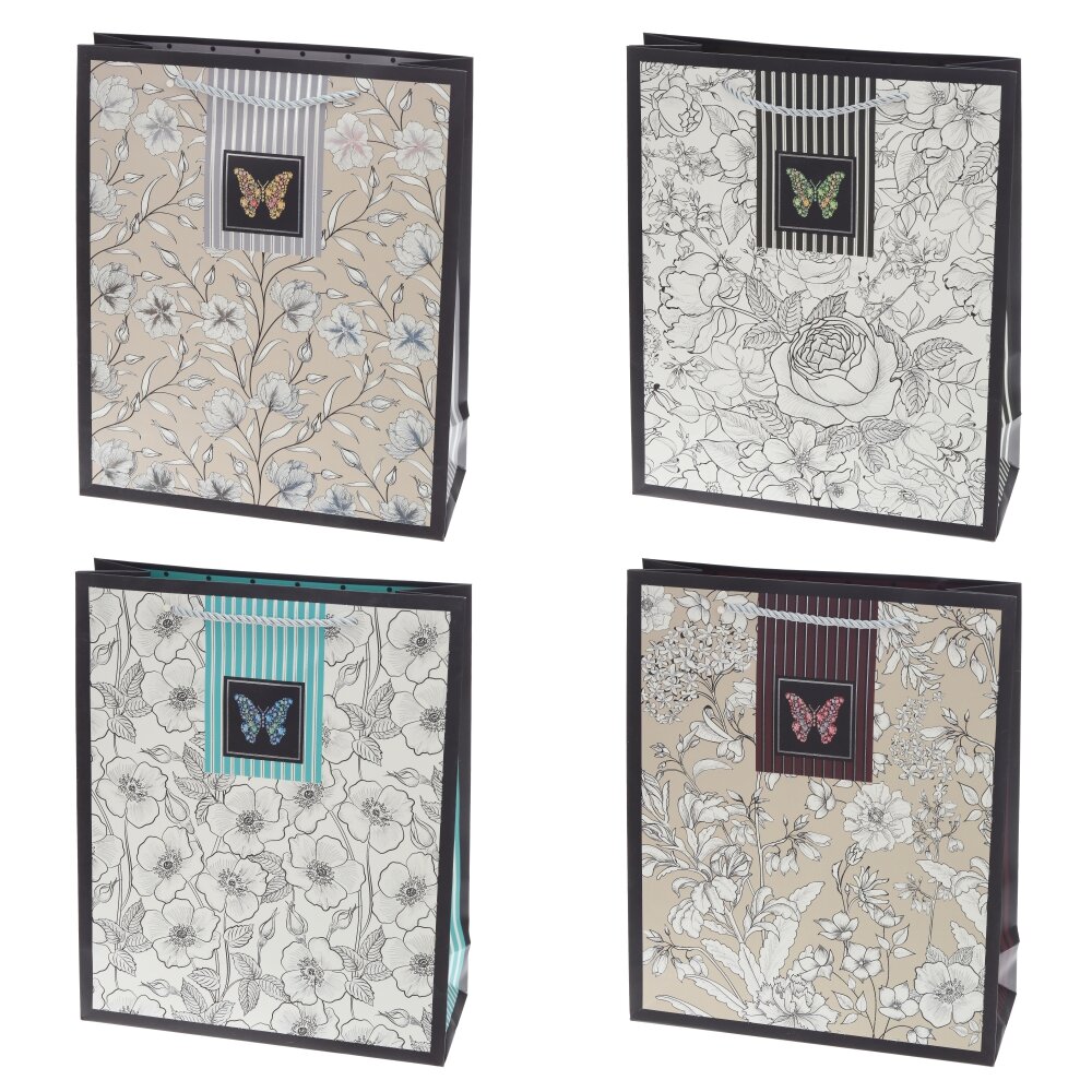 Пакет подарочный (бумага 210г/м2, блок микс 12шт), L26 W10 H32 см, 4в.