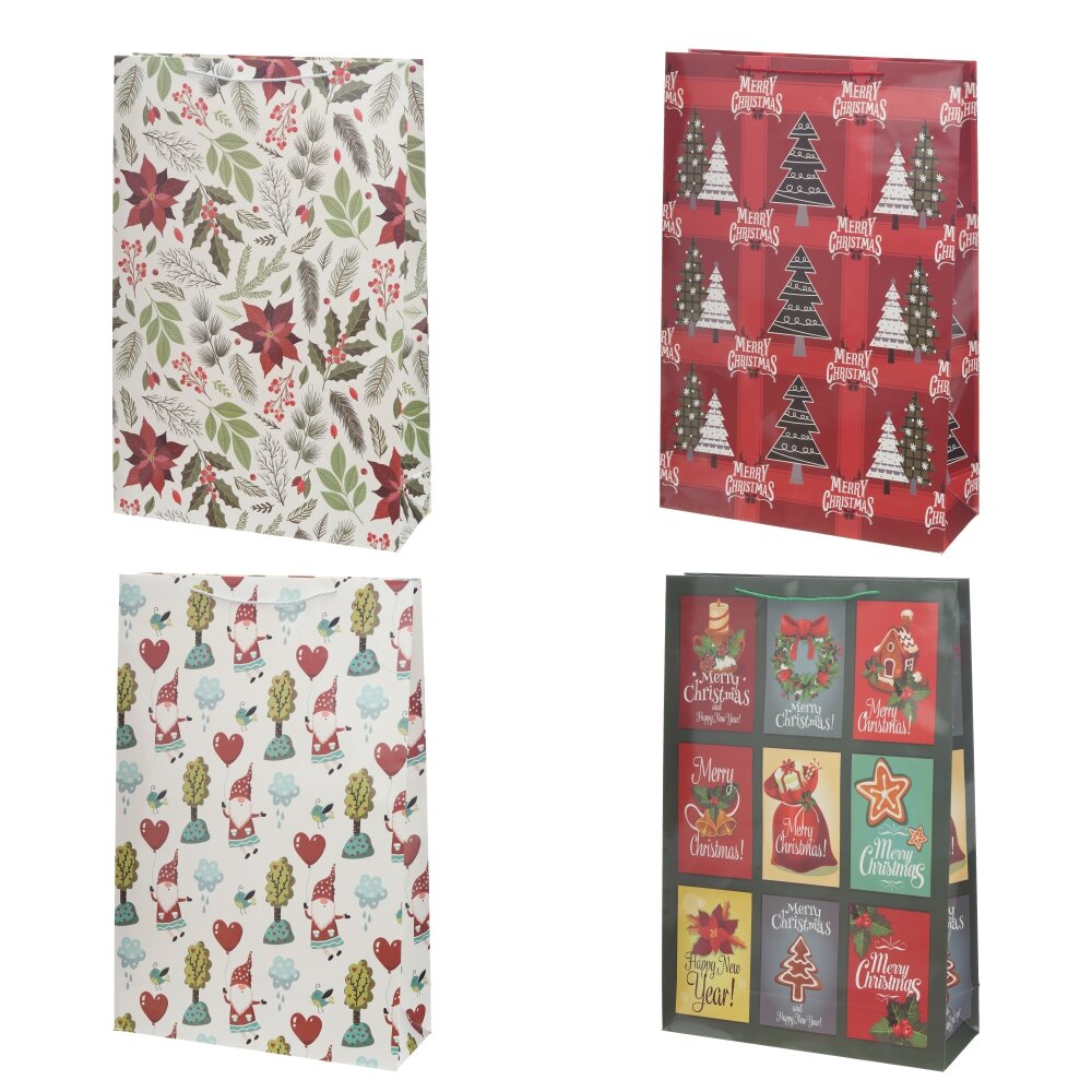 Пакет подарочный XXL (бумага 210г/м2, блок 12шт, L49 W17 H74 см, 4в.