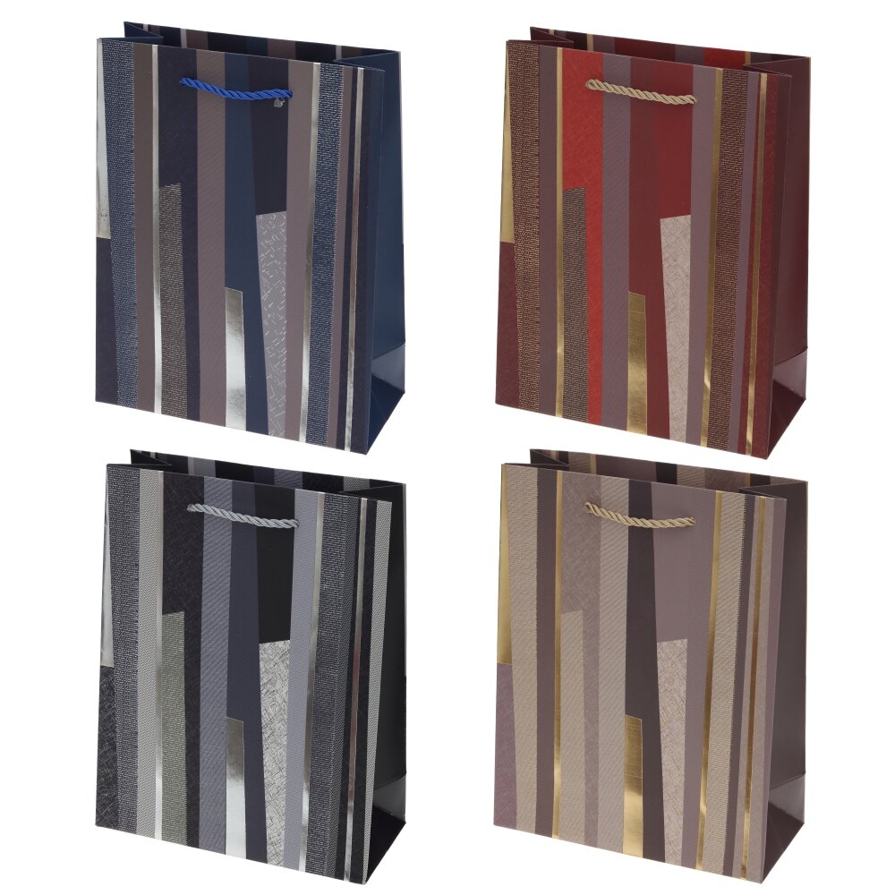 Пакет подарочный (бумага 210г/м2, блок микс 12шт), L18 W8 H23/23 см, 4в.