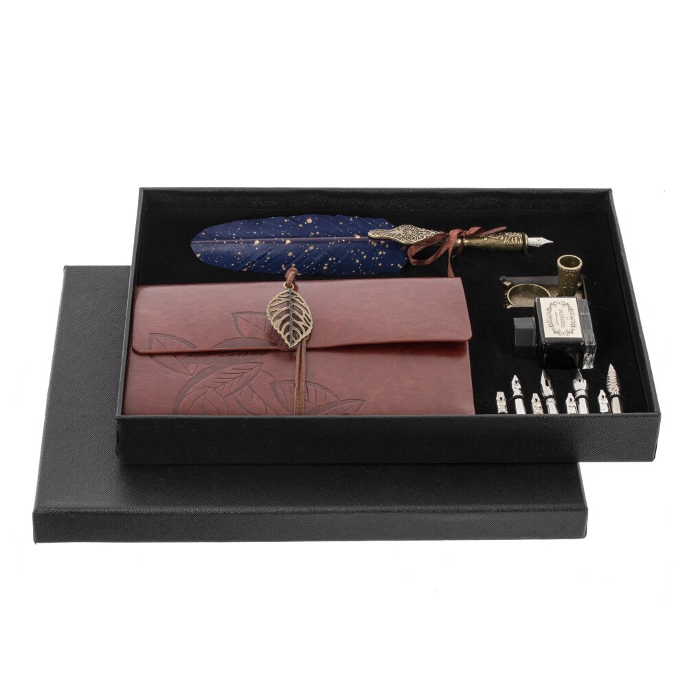 Набор подарочный: ручка перьевая, 8 наконечников, чернильница, держатель, блокнот, L20,5 W28,5 H4 см