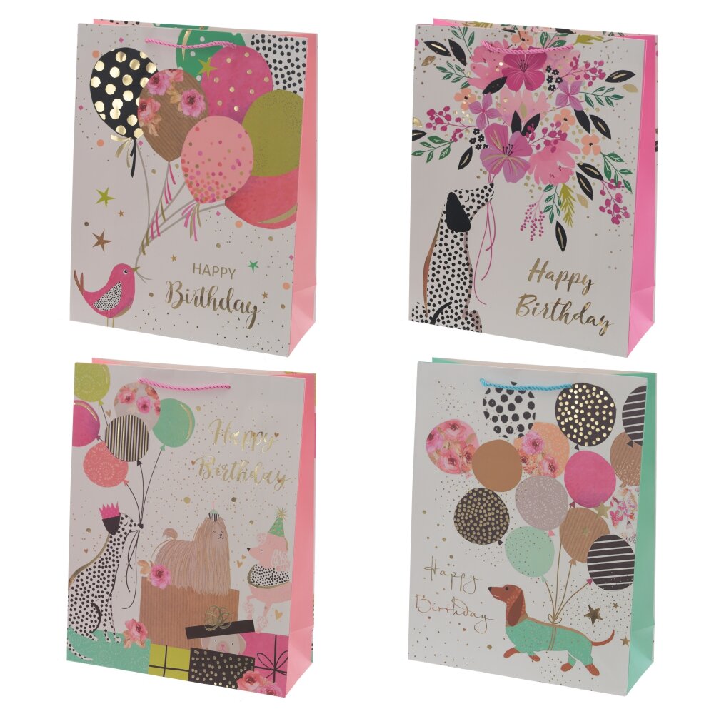 Пакет подарочный L (бумага 210г/м2, блок микс 12шт), L31 W12 H40 см, 4в.