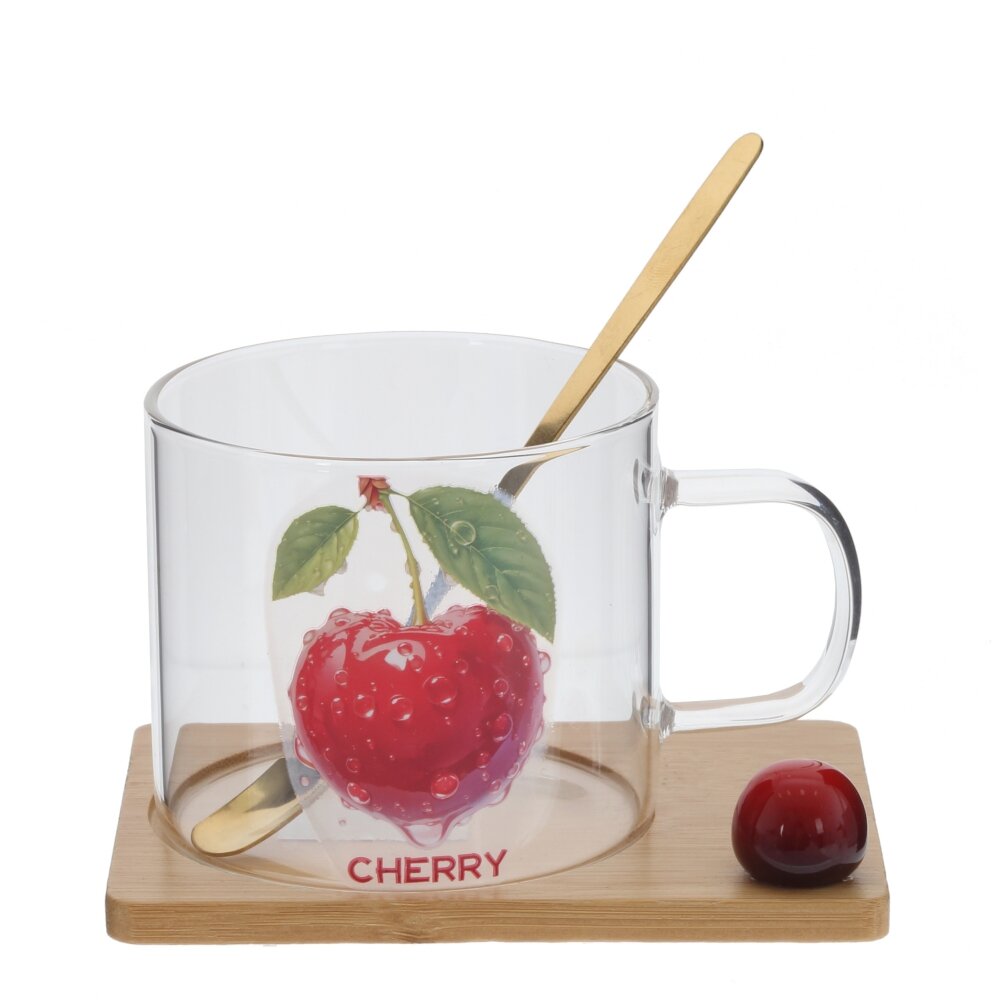 Кружка с ложкой на подставке, 290 мл, L12 W9 H7,5 см