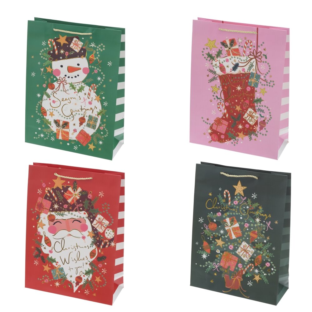 Пакет подарочный L (бумага 210г/м2, блок 12шт), L30 W12 H40 см, 4в.