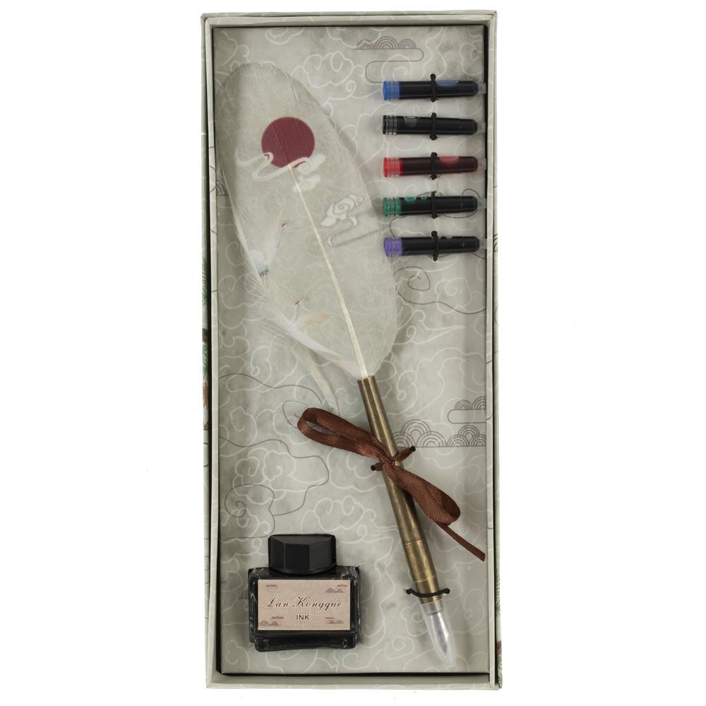 Набор подарочный: ручка перьевая, чернила (5 цветов), чернильница, L11 W4 H26 см