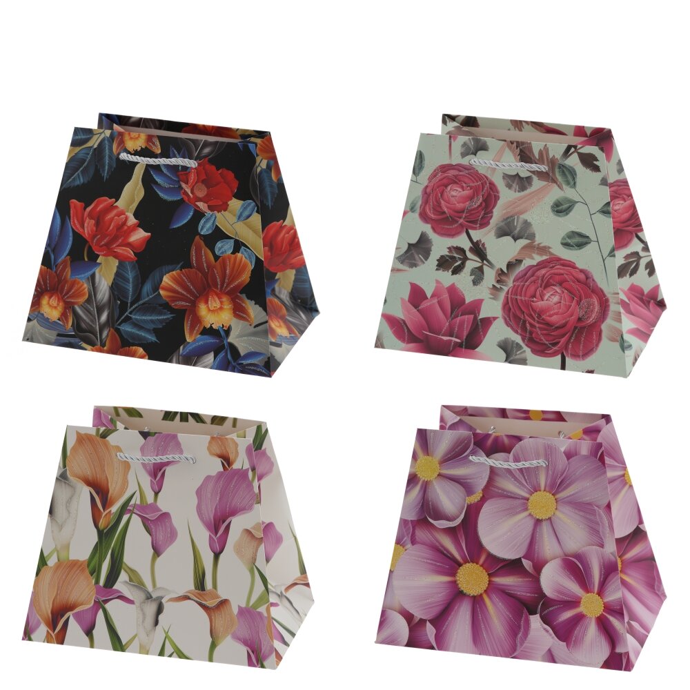 Пакет подарочный M (бумага 210г/м2, блок микс 12шт), L21 W14 H17,5 см, 4в.