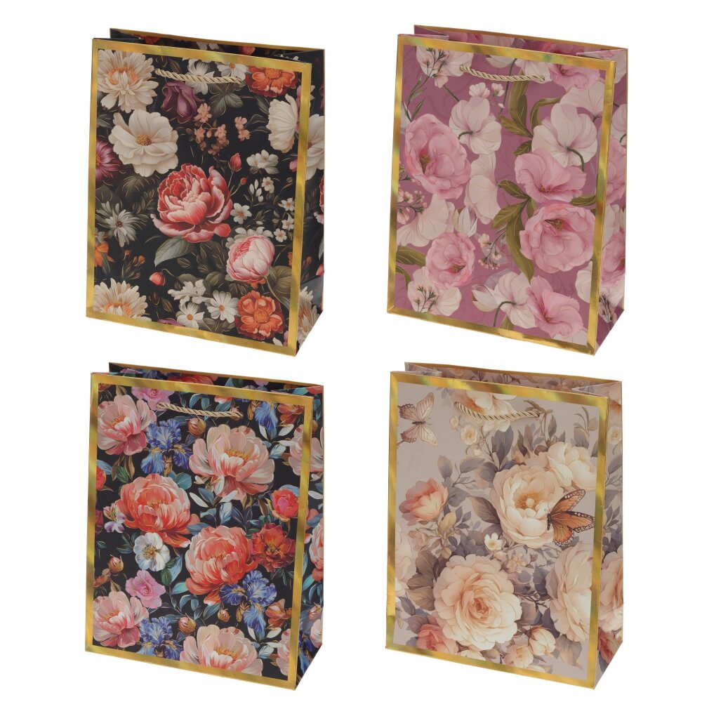 Пакет подарочный (бумага 210г/м2, блок микс 12шт), L18 W8 H23 см, 4в.