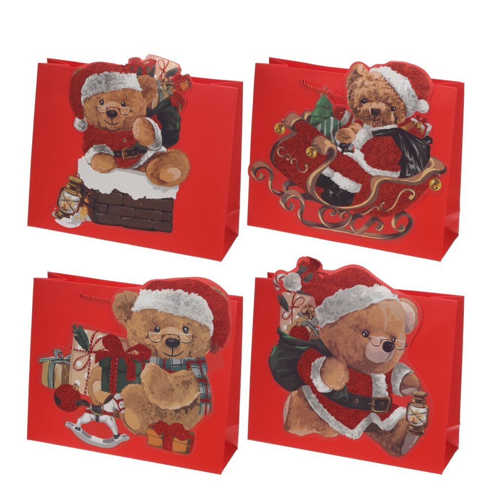 Пакет подарочный M (бумага 210г/м2, блок 12шт), L32 W12 H26 см, 4в.