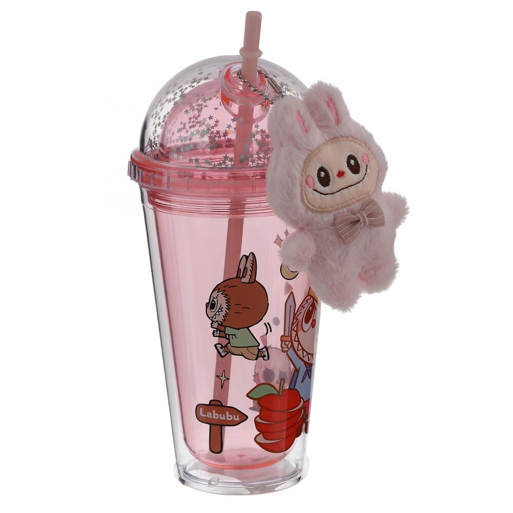 Стакан с крышкой и трубочкой, 460 мл, L10 W10 H21 см