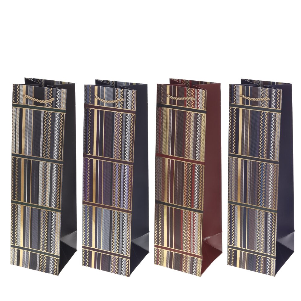 Пакет подарочный (бумага 210г/м2, блок микс 12шт), L11 W11 H38 см, 4в.