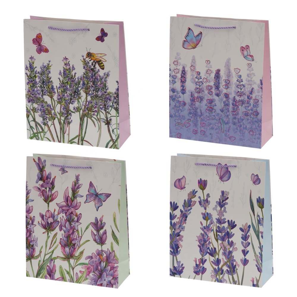 Пакет подарочный M (бумага 210г/м2, блок микс 12шт), L26 W10 H32 см, 4в.