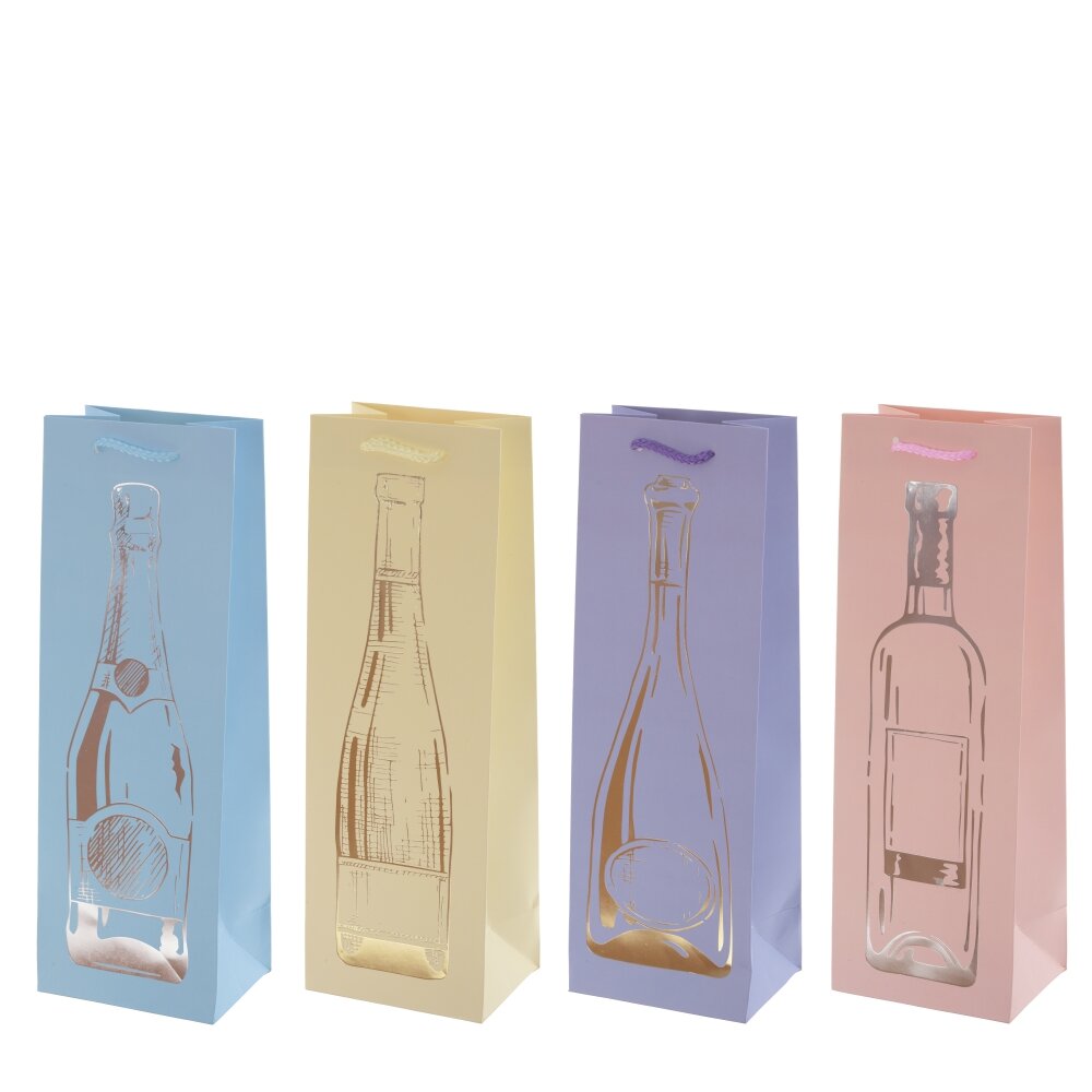 Пакет подарочный для бутылок (бумага 210г/м2, блок микс 12шт), L12 W9 H35 см, 4в. Пакет подарочный для бутылок (бумага 210г/м2, блок микс 12шт), L12 W9 H35 см, 4в.