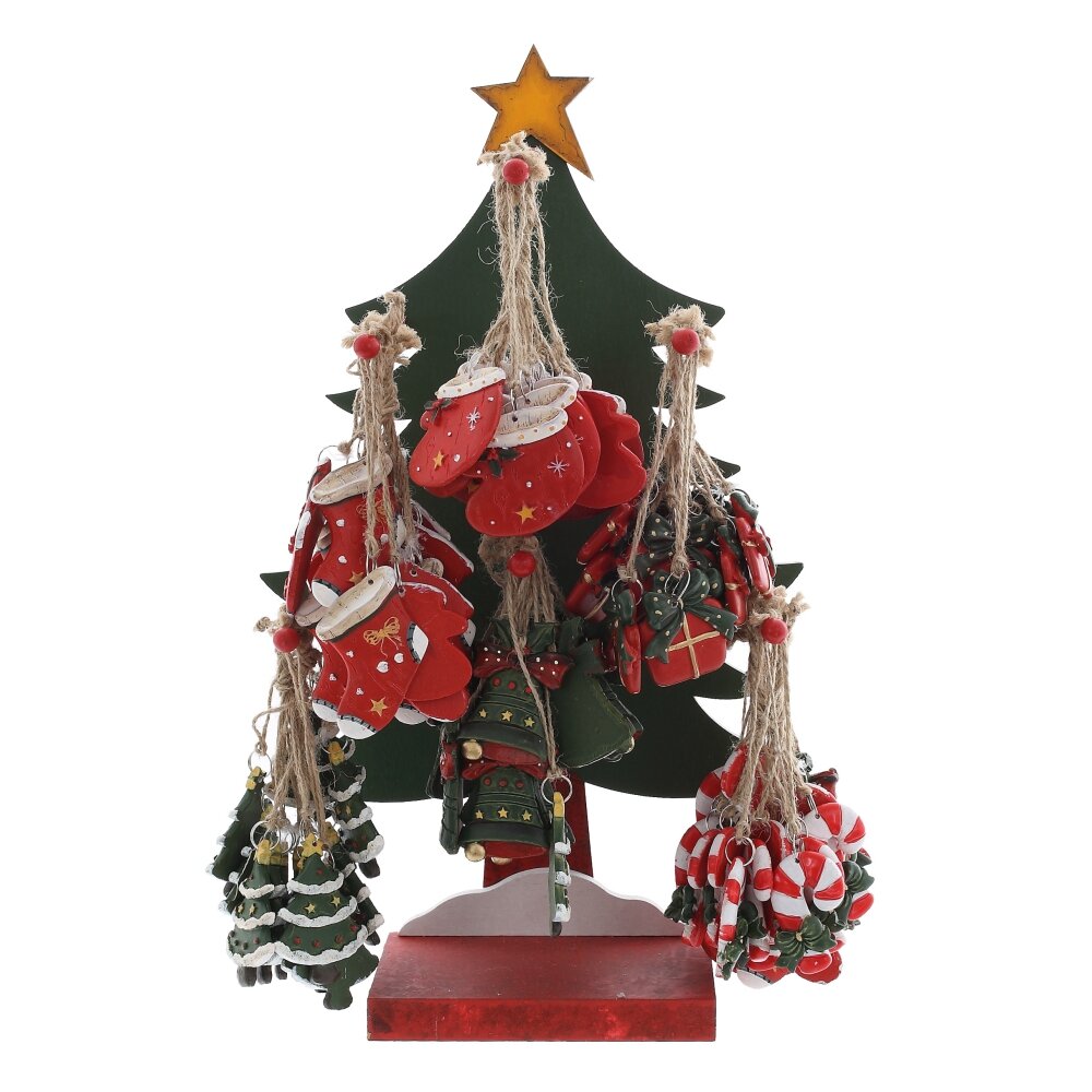 Набор из 96 шт Украшение новогоднее ассорти на подставке 