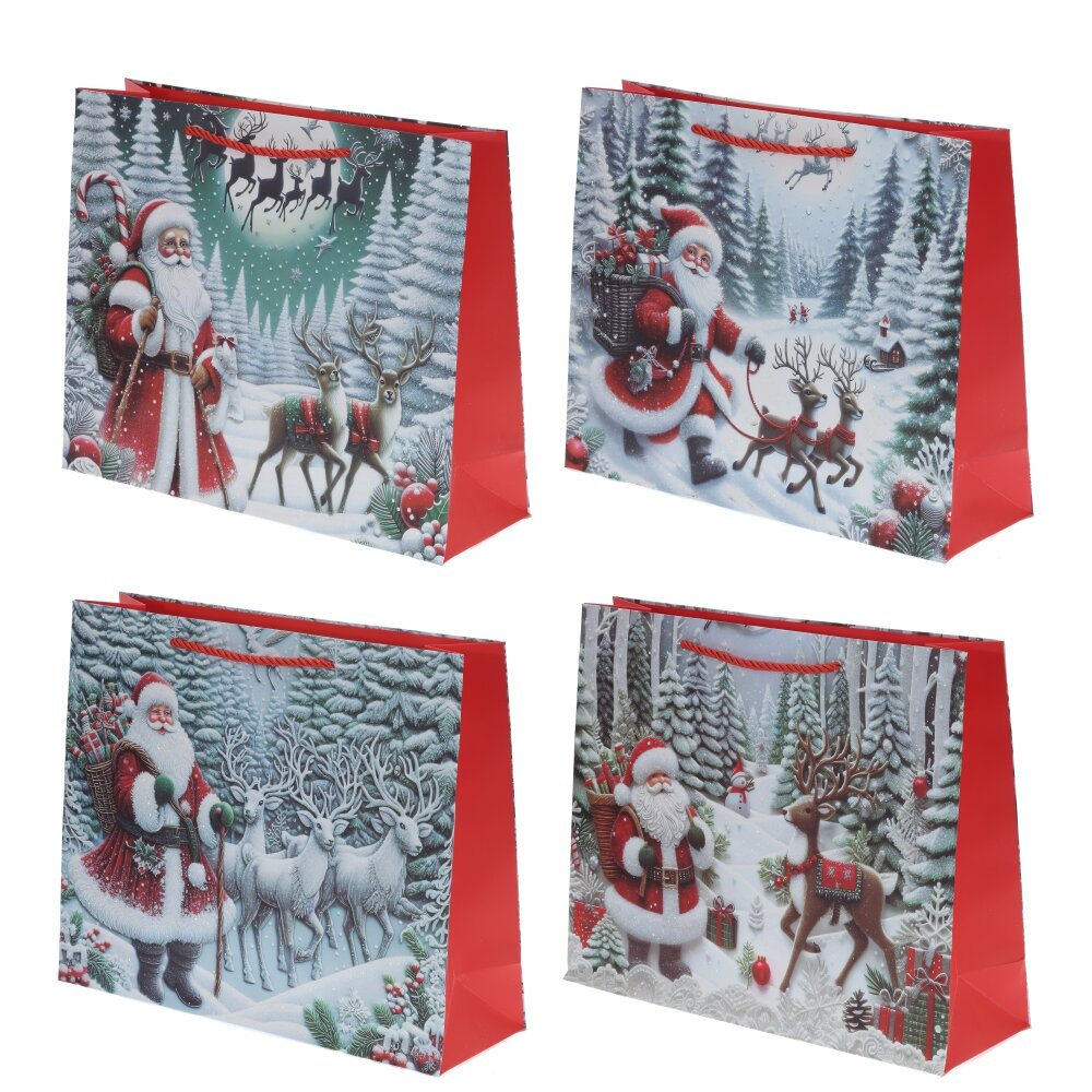 Пакет подарочный М (бумага 210г/м2, блок 12шт), L32 W10 H26 см, 4в.