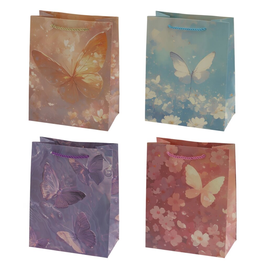 Пакет подарочный S (бумага 210г/м2, блок 12шт), L18 W10 H23 см, 4в.