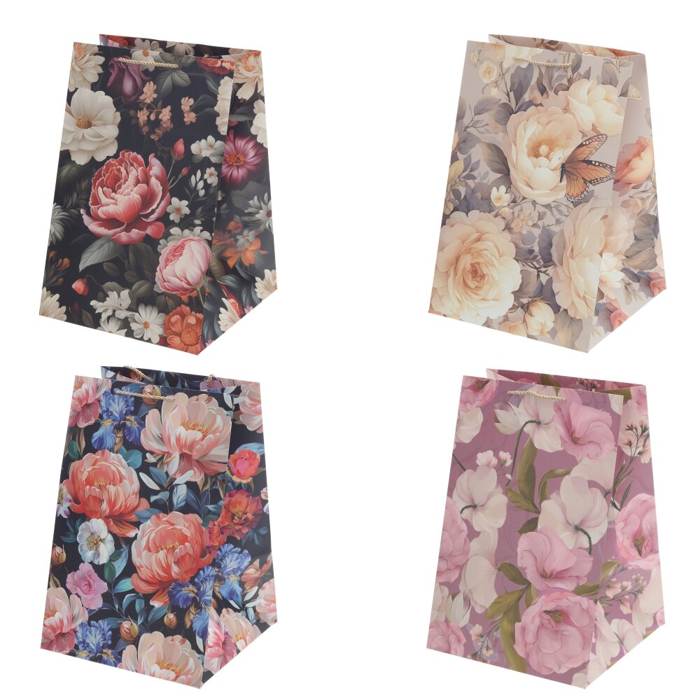 Пакет подарочный (бумага 210г/м2, блок микс 12шт), L28 W28 H42 см, 4в.