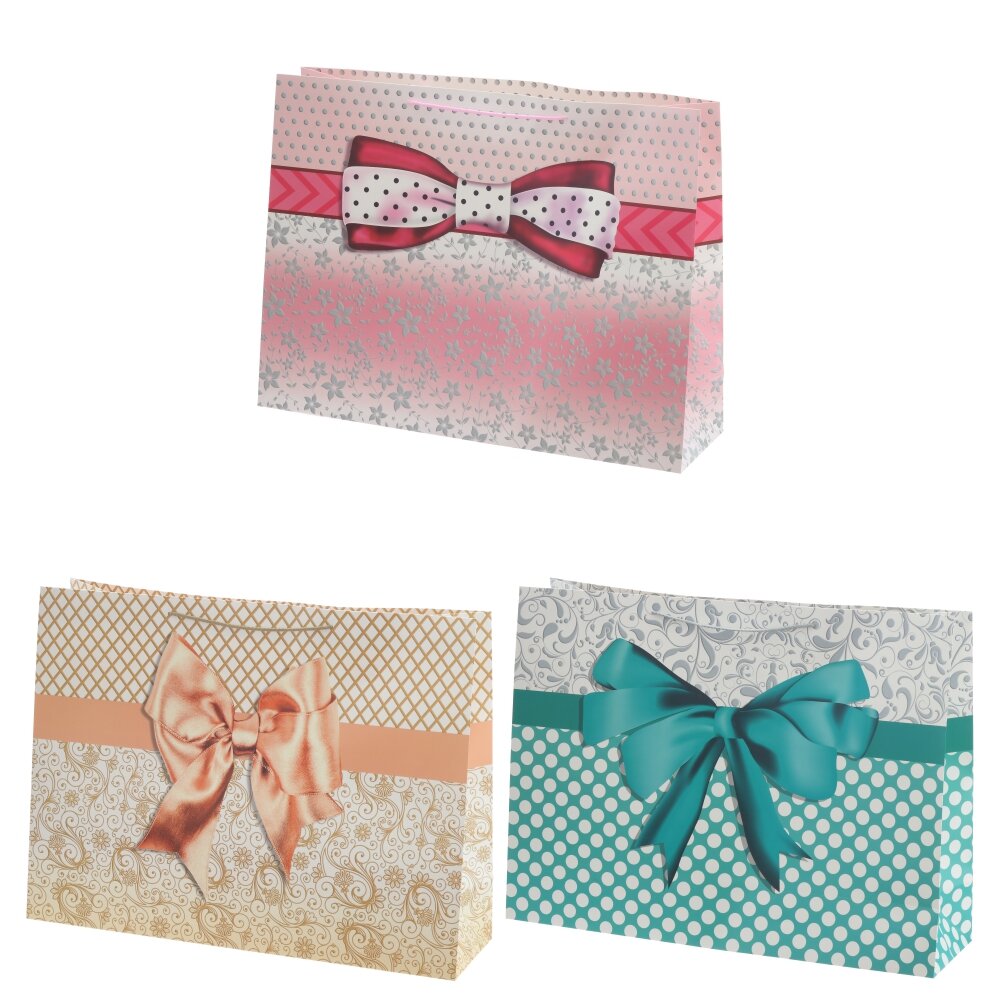 Пакет подарочный (бумага 210г/м2, блок микс 12шт), L56 W17 H44 см, 3в.