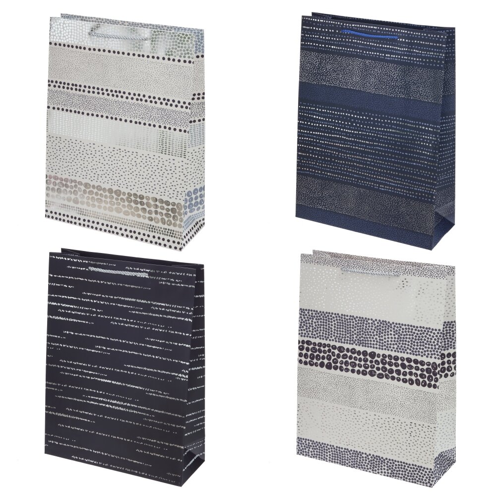 Пакет подарочный (бумага 210г/м2, блок микс 12шт), L31 W12 H42 см, 4в.