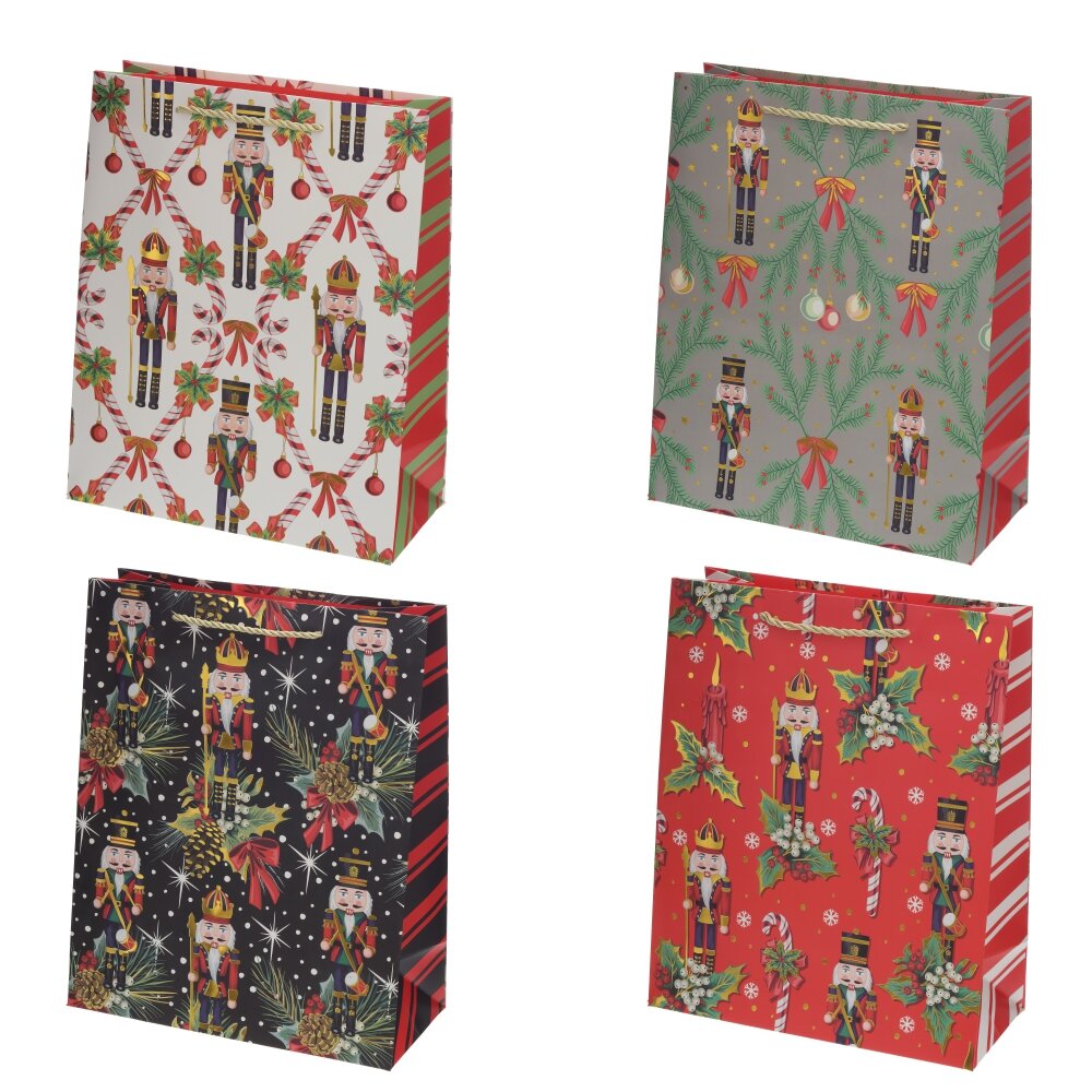 Пакет подарочный M (бумага 210г/м2, блок 12шт), L26 W12 H32 см, 4в.