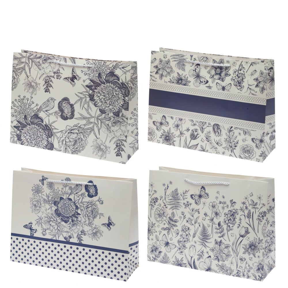 Пакет подарочный L (бумага 210г/м2, блок 12шт), L40 W12 H30 см, 4в.