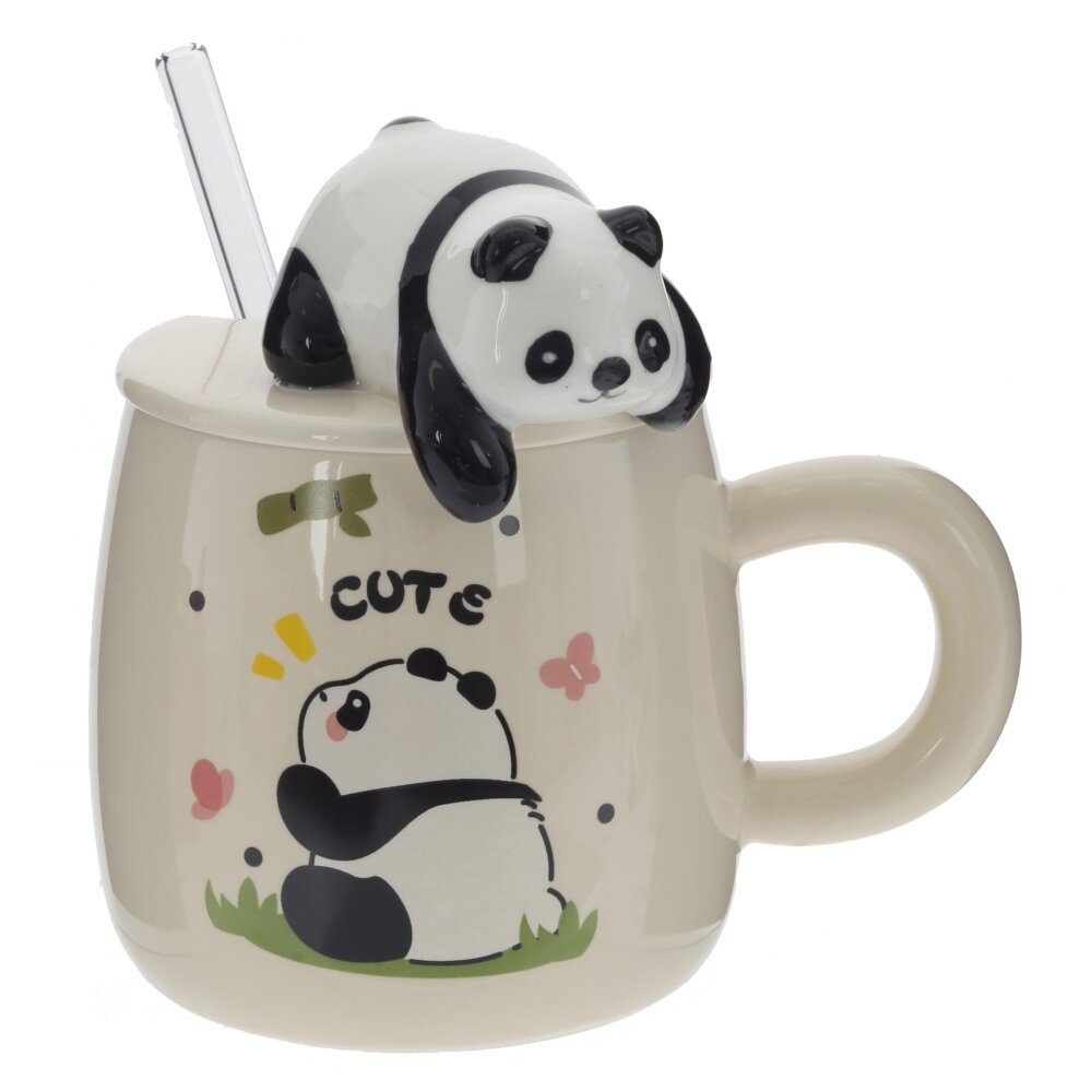 Кружка с крышкой и ложкой, 390 мл, L14 W10 H13 см