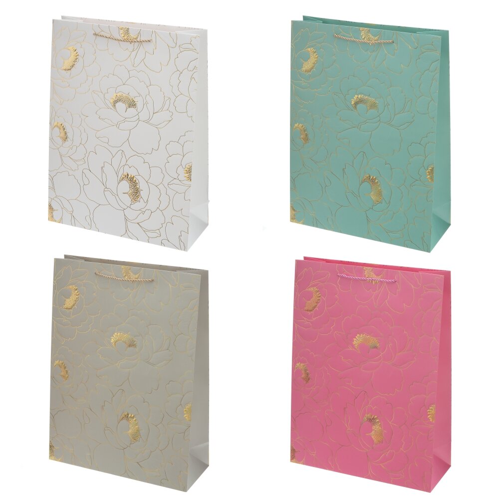 Пакет подарочный (бумага 210г/м2, блок микс 12шт), L31 W12 H42 см, 4в.